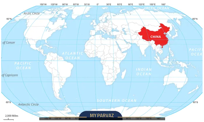 China's geographical position in the world
